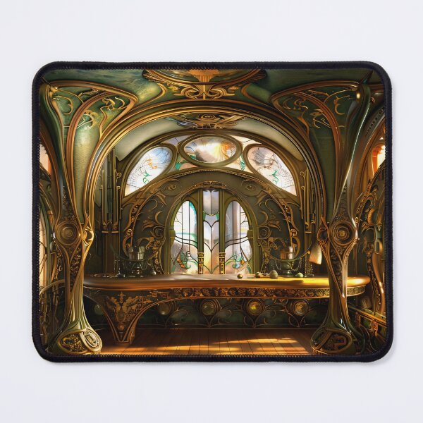 Item preview, Futuristic Victorian Art Nouveau Green Interior designed and sold by entwithanaxe.