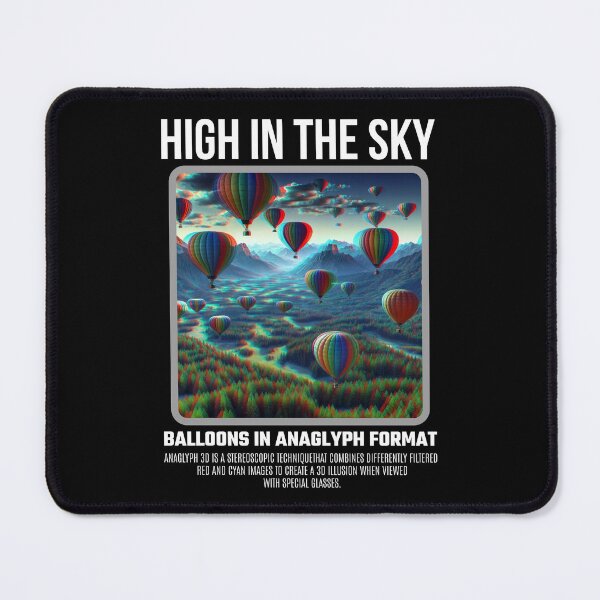 Item preview, HIGH IN THE SKY: ANAGLYPHIC BALLOON RIDE OVER A MOUNTAIN LANDSCAPE designed and sold by SplashTastic.