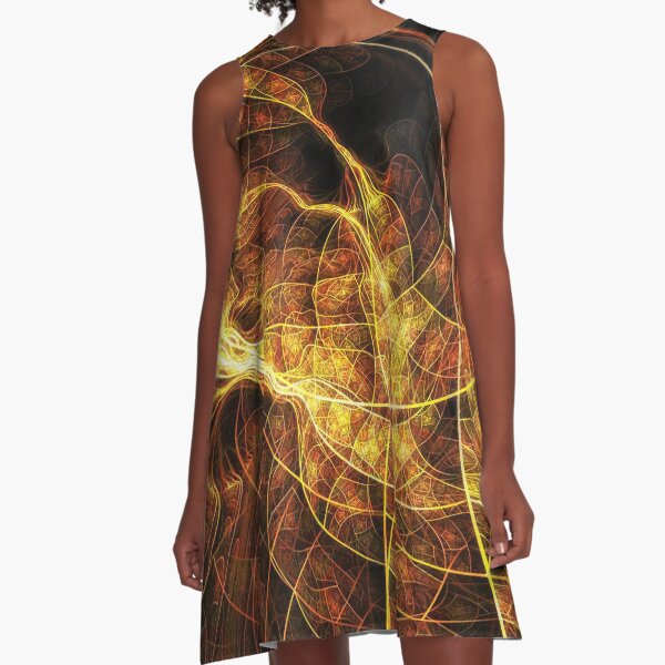 Fall Leaf Textures A-Line Dress