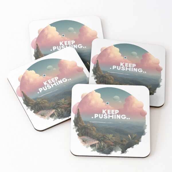Item preview, Keep Pushing Pink Blue Natural View Quote  designed and sold by Nanthanon.