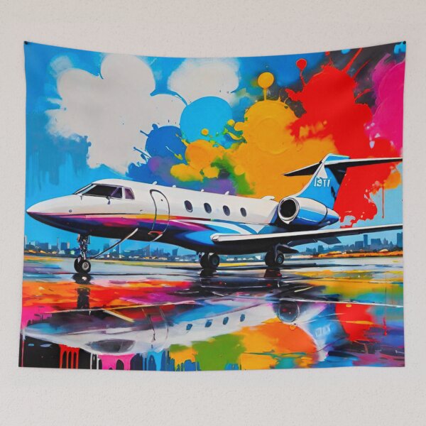 Item preview, Vibrant Flight: Colorful Private Jet designed and sold by GrizzlyCollective.