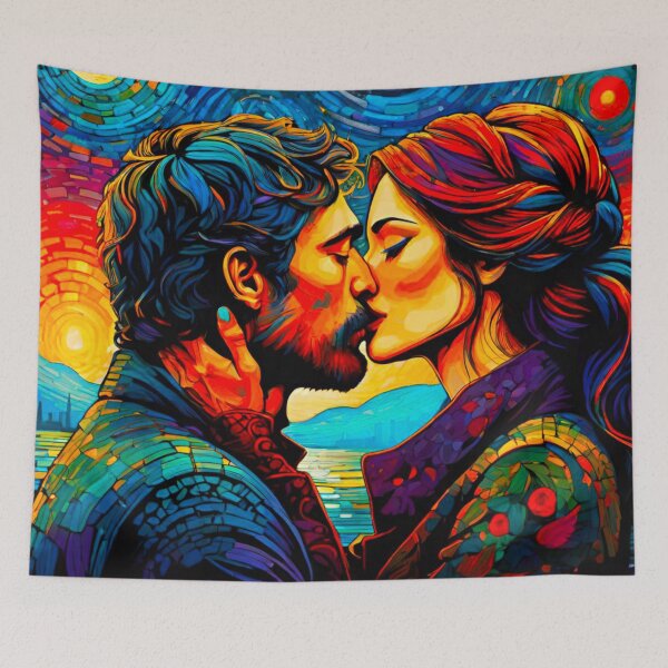 Item preview, Passionate Embrace: Colorful Couple Kissing designed and sold by GrizzlyCollective.