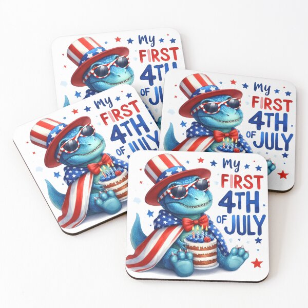 Item preview, 4th July American T-rex with cake T-shirt designed and sold by BlushRoses7.