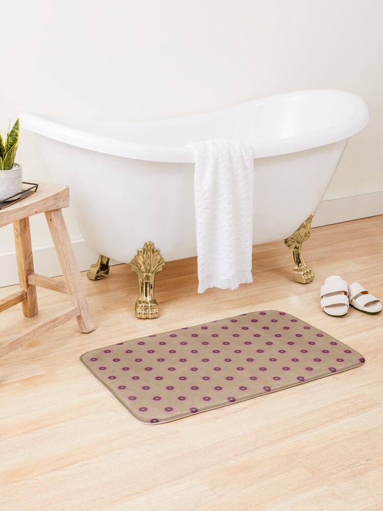 Bath Mat, Geometric Royal Circle Colorful Bullseyes And Hexagons designed and sold by Triplicate Limited