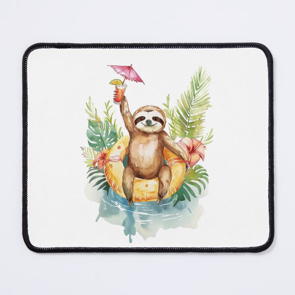 Item preview, Summer sloth drinking cocktail designed and sold by ArtStyleAlice.