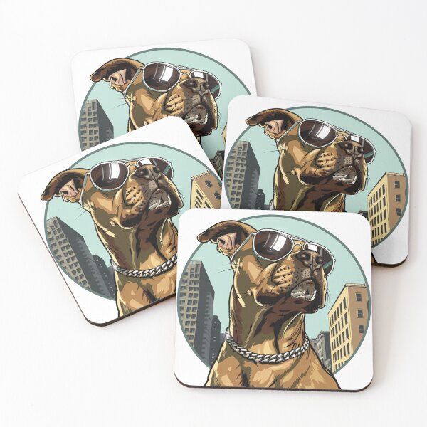 Item preview, Dog With Glasses in City designed and sold by NicolasGlowArt.