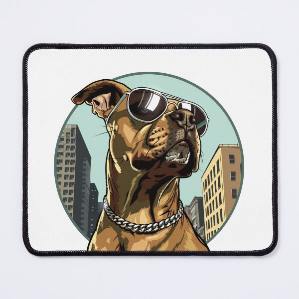 Item preview, Dog With Glasses in City designed and sold by NicolasGlowArt.