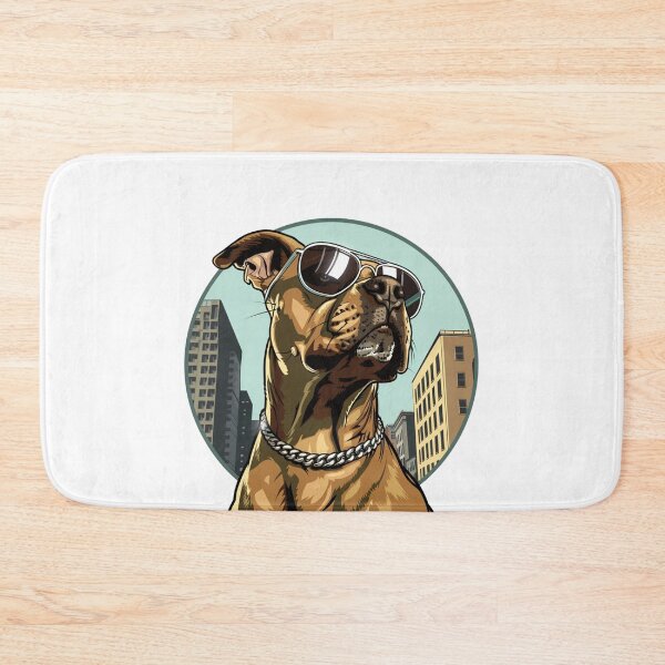 Item preview, Dog With Glasses in City designed and sold by NicolasGlowArt.