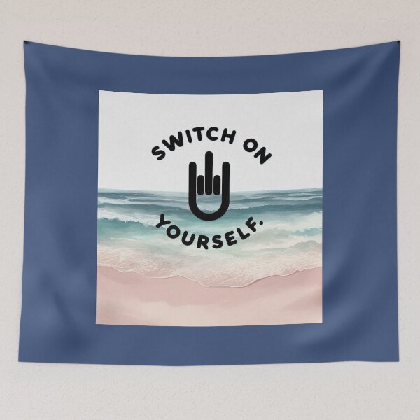 Item preview, Switch On Yourself   hand symbol Quote on Sand Pink Beach designed and sold by Nanthanon.