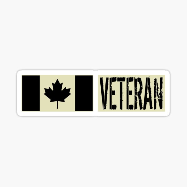 Vista previa del artículo con la obra «Militares canadienses: veteranos (bandera negra)», diseñado y vendido por Jared Davies.