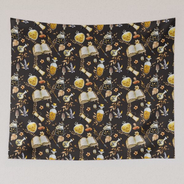 Item preview, Witchcraft watercolor botanical pattern dark designed and sold by MonochromeEcho.