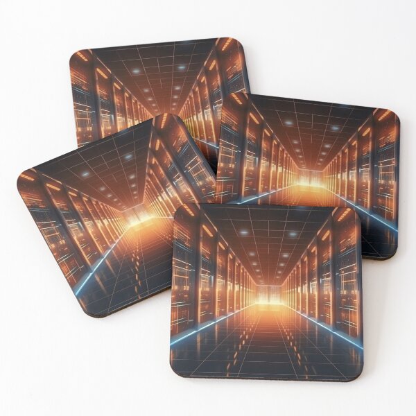Item preview, Long Hallway Illuminated by Rows of Lights - Technology Data Processing designed and sold by frequent-art.