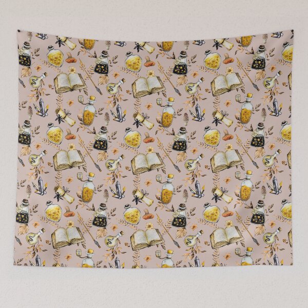 Item preview, Witchcraft watercolor botanical pattern peach designed and sold by MonochromeEcho.