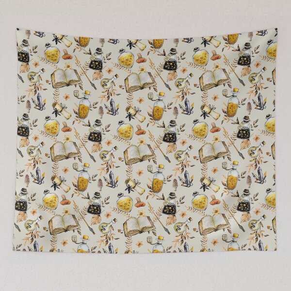 Item preview, Witchcraft watercolor botanical pattern green designed and sold by MonochromeEcho.