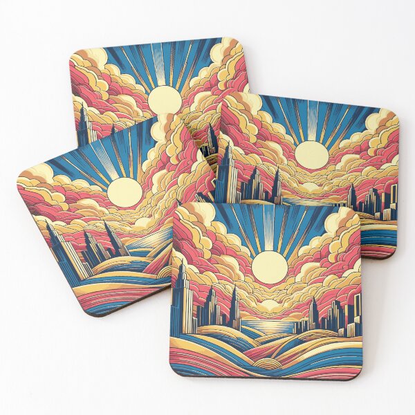 Item preview, Art Deco Sky - Red, Yellow, Blue Colors with Open Space designed and sold by Nataliya Kretsu.
