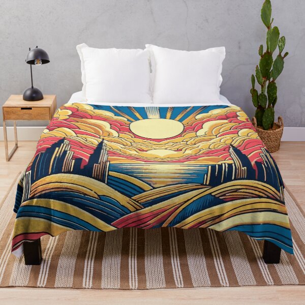 Item preview, Art Deco Sky - Red, Yellow, Blue Colors with Open Space designed and sold by Nataliya Kretsu.