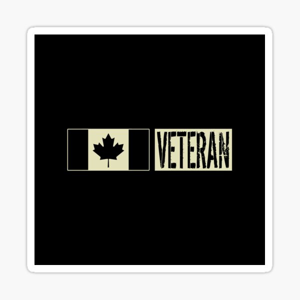 Vista previa del artículo con la obra «Militares canadienses: veteranos (bandera negra)», diseñado y vendido por Jared Davies.