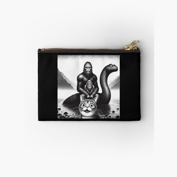 Item preview, Bigfoot Riding Loch Ness Monster Surprised Scared Cat Selfie designed and sold by Dressed For  Duty.