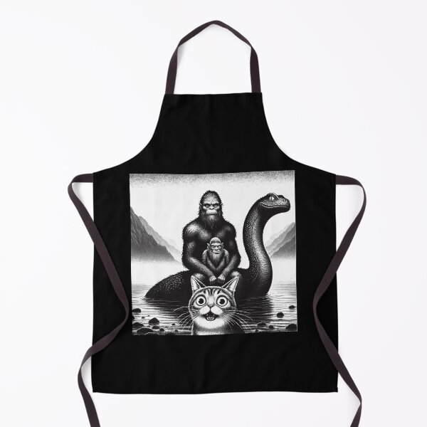 Item preview, Bigfoot Riding Loch Ness Monster Surprised Scared Cat Selfie designed and sold by Dressed For Duty.