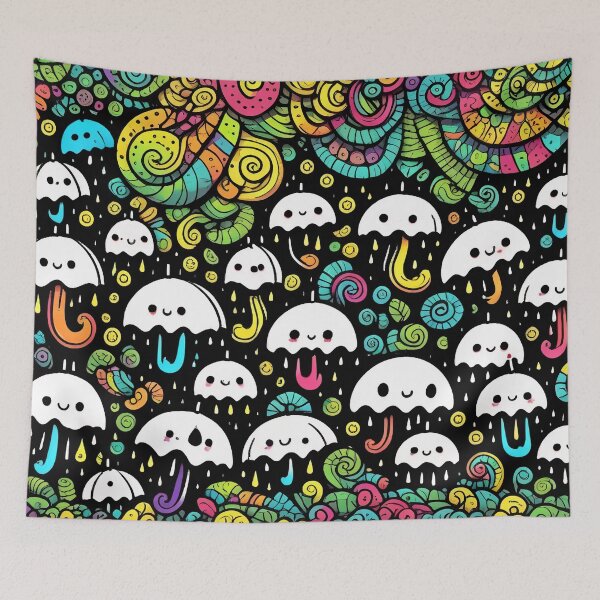 Item preview, Dreamy Kawaii Cloud and Rain Pattern designed and sold by DreamCraze.