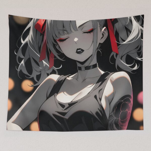 Item preview, Cute Punk Goth Anime Girl with Pigtails and Tattoos designed and sold by ByteyCreatives.