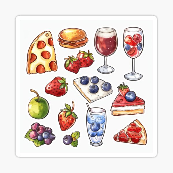 Item preview, Colorful Food and Drink Pattern Illustration designed and sold by brandway.