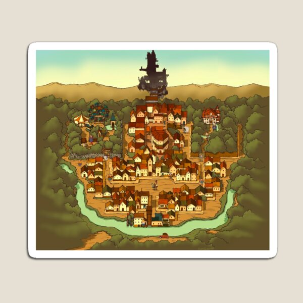 Aperçu de l'œuvre Carte du village curieux de Layton et habitants de la ville créée et vendue par Redfoxart21.
