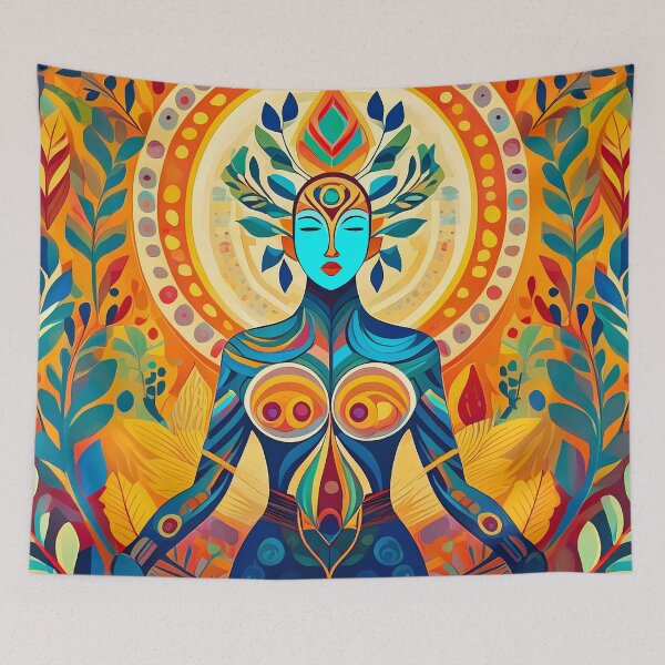 Item preview, psychedelic bohemian and herbal leaves designed and sold by rainsdesigns.