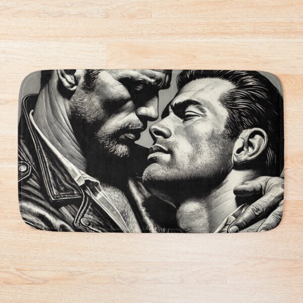 Item preview, Vintage Gay Art: Two Men Kissing in Romantic Noir designed and sold by tomfromfinland.