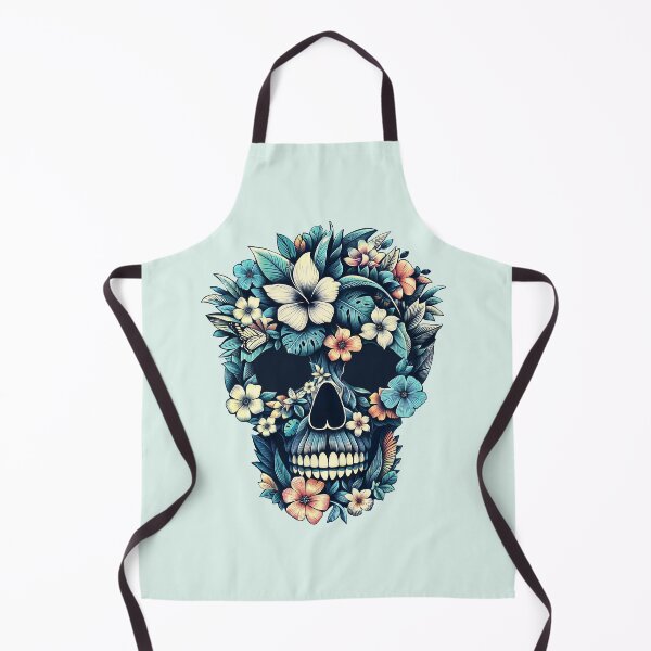 Item preview, Tropical Skull, skull art, tropical floral, cool beach, leaves, flowers, butterflies, life and death in North American pop culture designed and sold by Collagedream.