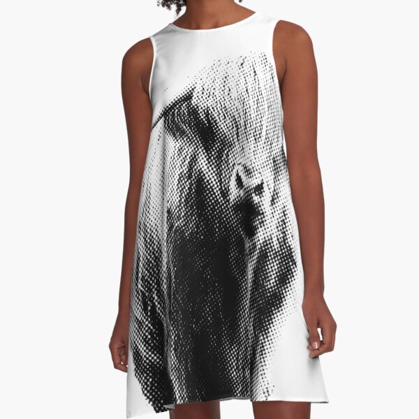 Newspaper Print Style Highland Coo A-Line Dress