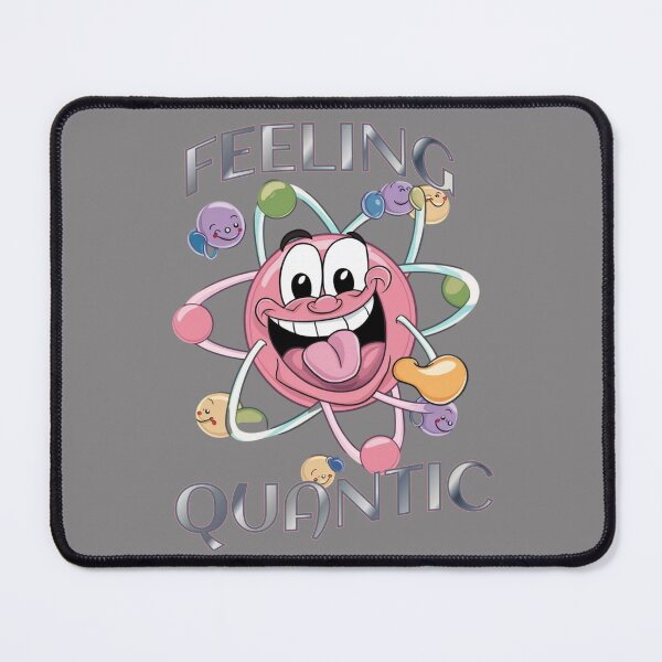 Item preview, Smiling atom cartoon scientific design: with phrase "quantum sensation" designed and sold by StyleFused.