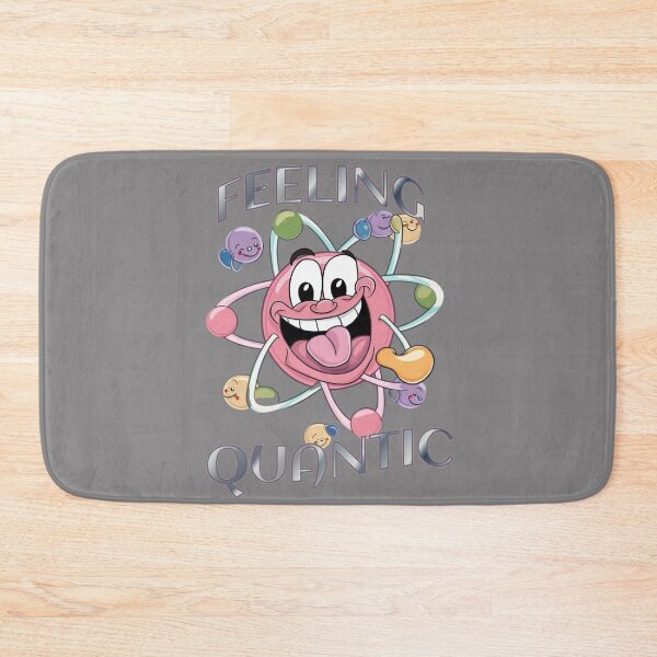 Item preview, Smiling atom cartoon scientific design: with phrase "quantum sensation" designed and sold by StyleFused.