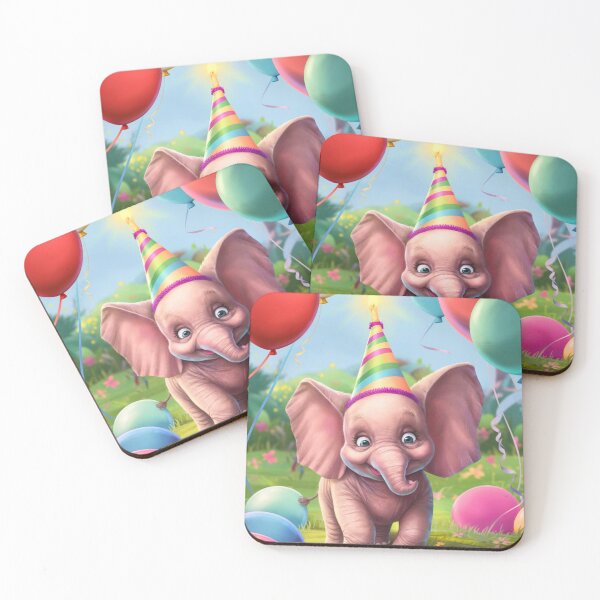 Artikelvorschau, Geburtstagselefant. Geburtstagsfeier, süßer Elefant, Partytier, kleiner Elefant, bunter Elefant, Elefantenzeichnung entworfen und verkauft von ElephantVibes.