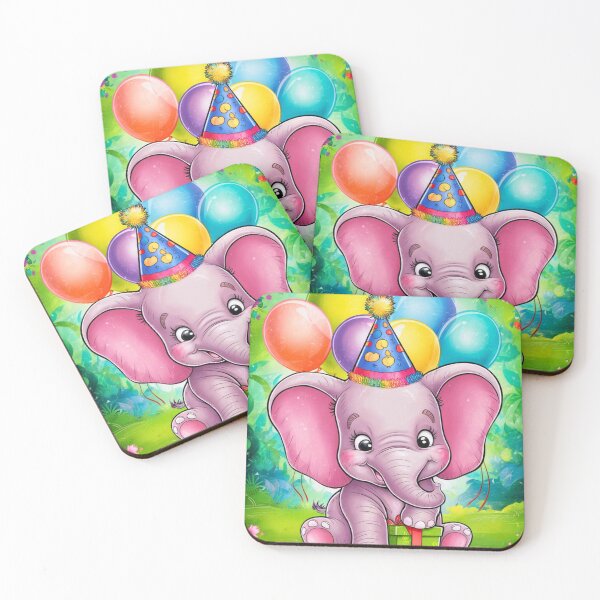 Artikelvorschau, Geburtstagselefant. Geburtstagsfeier, süßer Elefant, Partytier, kleiner Elefant, bunter Elefant, Elefantenzeichnung entworfen und verkauft von ElephantVibes.