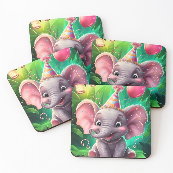 Artikelvorschau, Geburtstagselefant. Geburtstagsfeier, süßer Elefant, Partytier, kleiner Elefant, bunter Elefant, Elefantenzeichnung entworfen und verkauft von ElephantVibes.