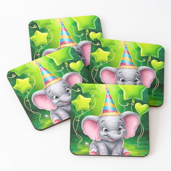 Artikelvorschau, Geburtstagselefant. Geburtstagsfeier, süßer Elefant, Partytier, kleiner Elefant, bunter Elefant, Elefantenzeichnung entworfen und verkauft von ElephantVibes.