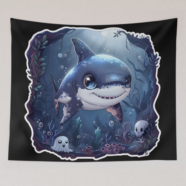 Item preview, Gothic Charm: Enchanted Baby Shark Under Moonlit Waters designed and sold by AI-Only Creations.