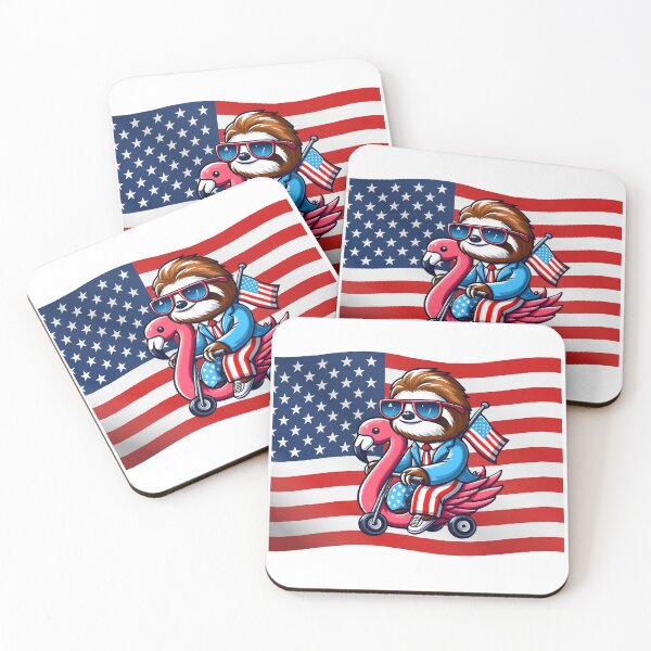 Item preview, 4th Of July Sloth Flamingo American Flag USA Fourth of July designed and sold by Almasrigroup.