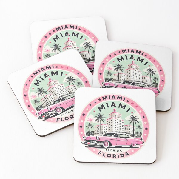 Item preview, Miami Florida Travel Sticker, pink sticker, retro sticker in pink designed and sold by SusannesArtShop.