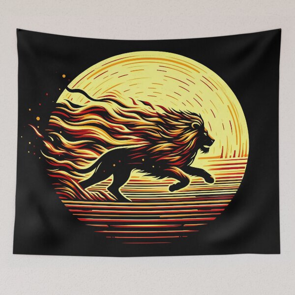 Item preview, Scratchboard Ink Fire Lion, Ai Generated Art  designed and sold by ACC .