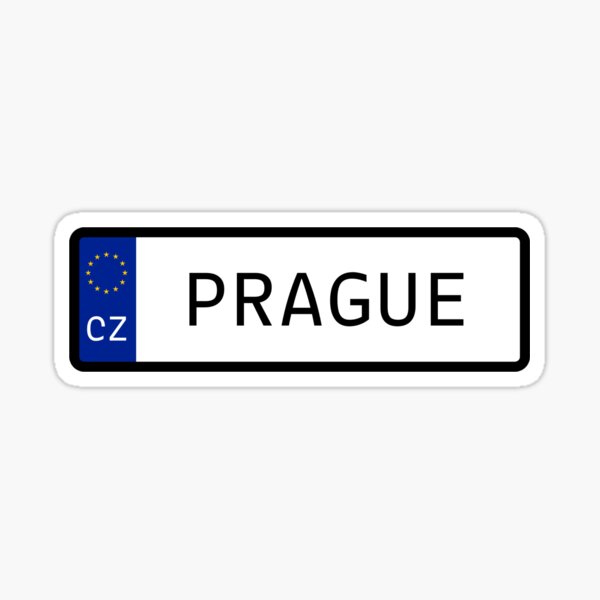 Aperçu de l'œuvre Plaque d'immatriculation UE Prague Tchéquie créée et vendue par PatchMerch.