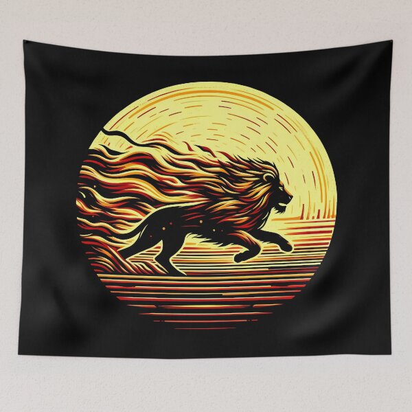 Item preview, Scratchboard Ink Fire Lion, Ai Generated Art  designed and sold by ACC .