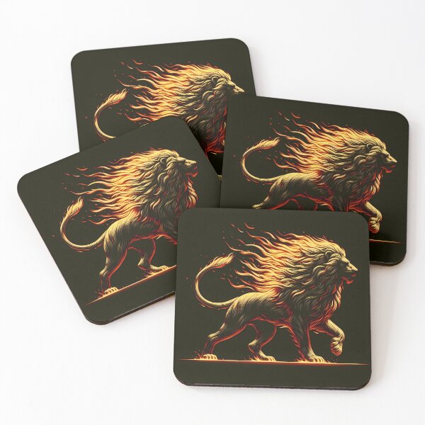 Item preview, Scratchboard Ink Fire Lion, Ai Generated Art  designed and sold by ACC .