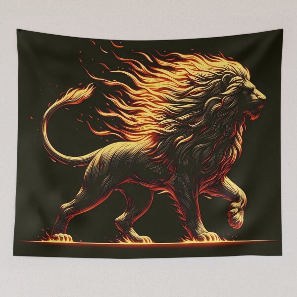 Item preview, Scratchboard Ink Fire Lion, Ai Generated Art  designed and sold by ACC .