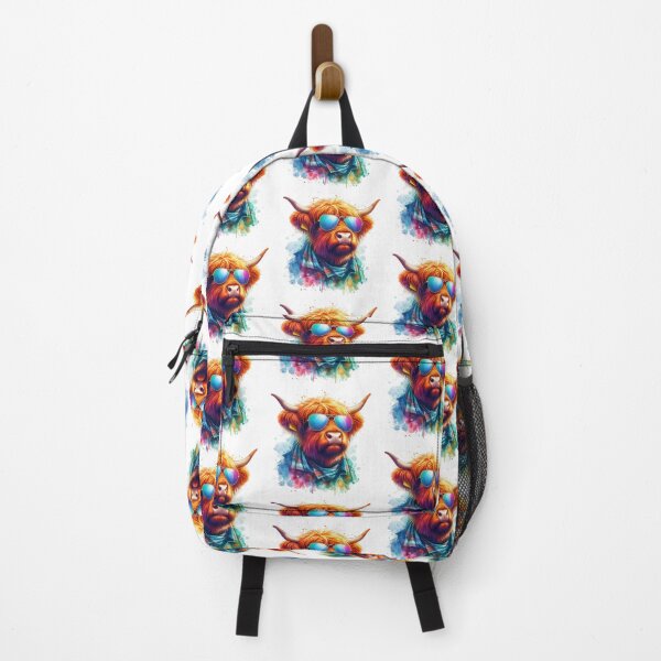 Vista previa del artículo con la obra «Genial vaca escocesa de las tierras altas con camisa y tonos de acuarela colorida», diseñado y vendido por MaedK.