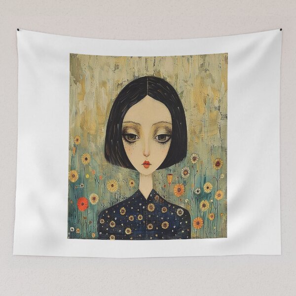 Item preview, Whimsical Floral Girl Portrait designed and sold by yellowmanman.