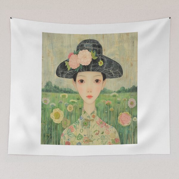 Item preview, Serene Floral Lady Illustration designed and sold by yellowmanman.