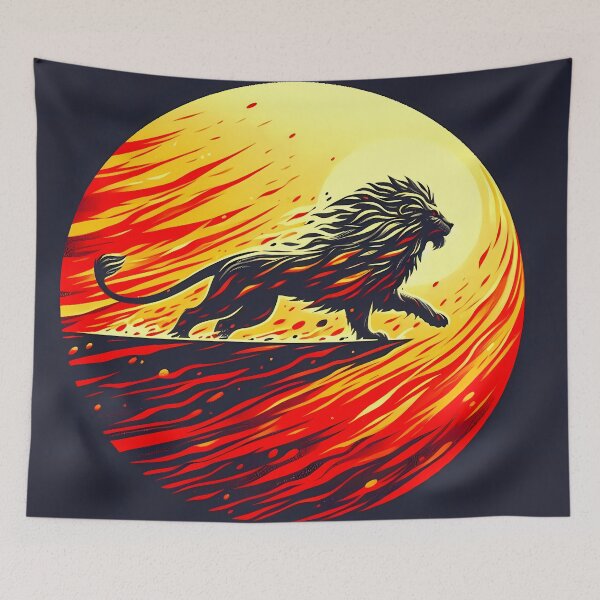 Item preview, Scratchboard Ink Fire Lion, Ai Generated Art  designed and sold by ACC .