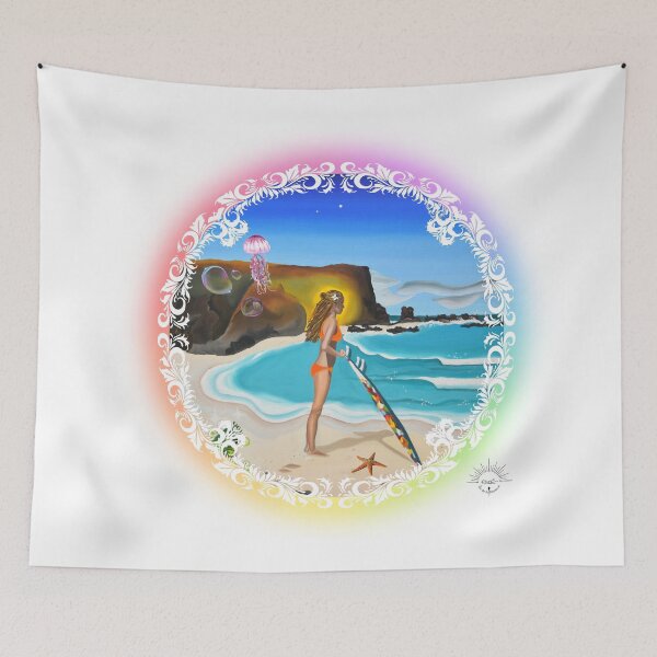 Item preview, Surfer, tropical rainbow beach designed and sold by GabiVitryArt.
